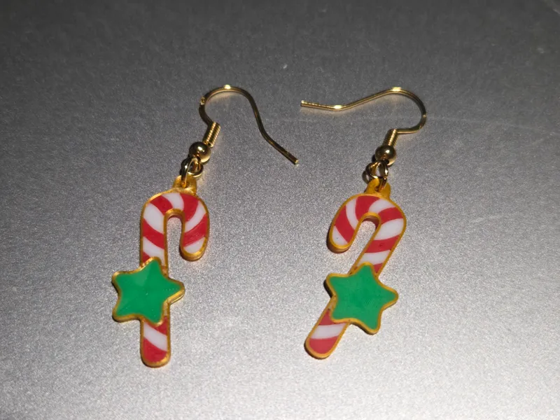 Candy Cane Star Earrings, with 67 Optional