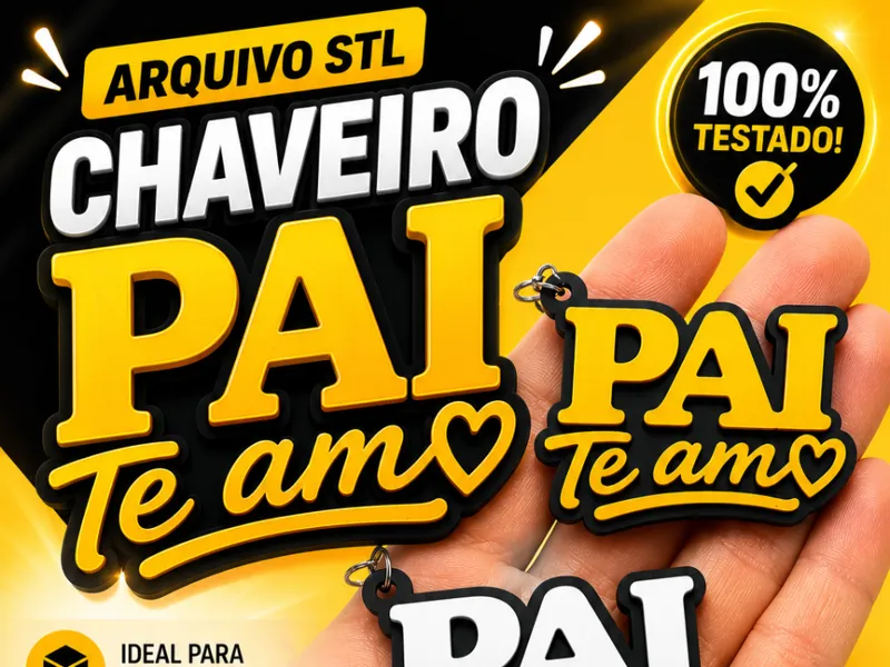 Chaveiro dia dos pais - Pai Te Amo e Pai meu heroi
