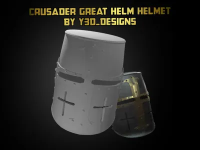 Crusader Great Helm Helmet by Y3D_Designs