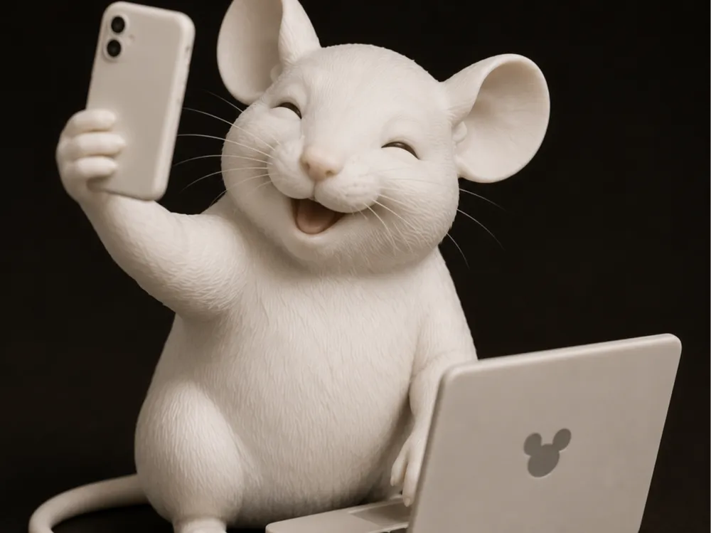 Modelo para impresión 3D: Cute Mouse with Laptop & Selfie. Referencia del modelo original.