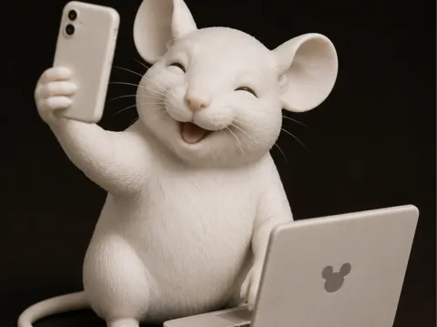 Modelo para impresión 3D: Cute Mouse with Laptop & Selfie — referencia de MakerWorld