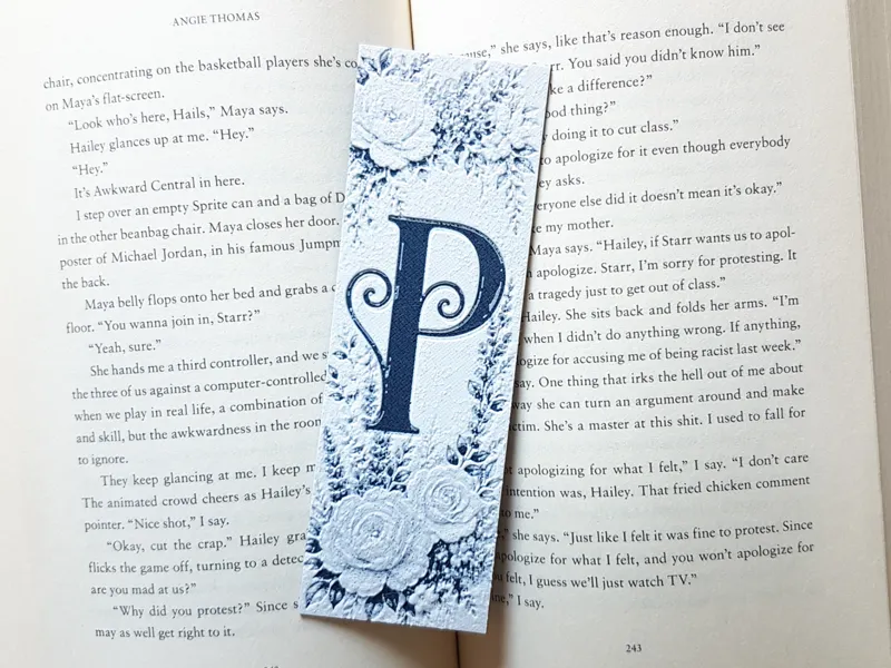 Bookmark, Monogram P, Floral Background, Hueforge