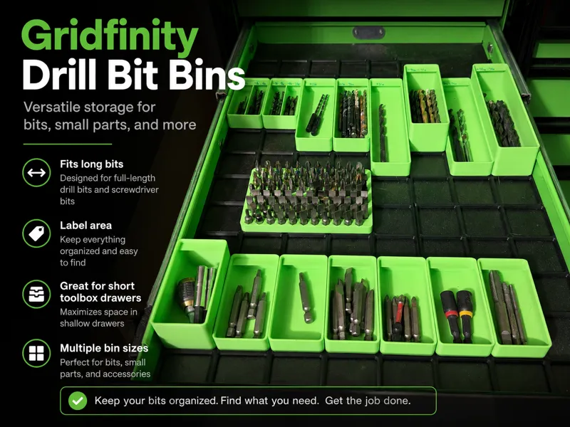 Gridfinity Drill Bit & Small Parts Bins