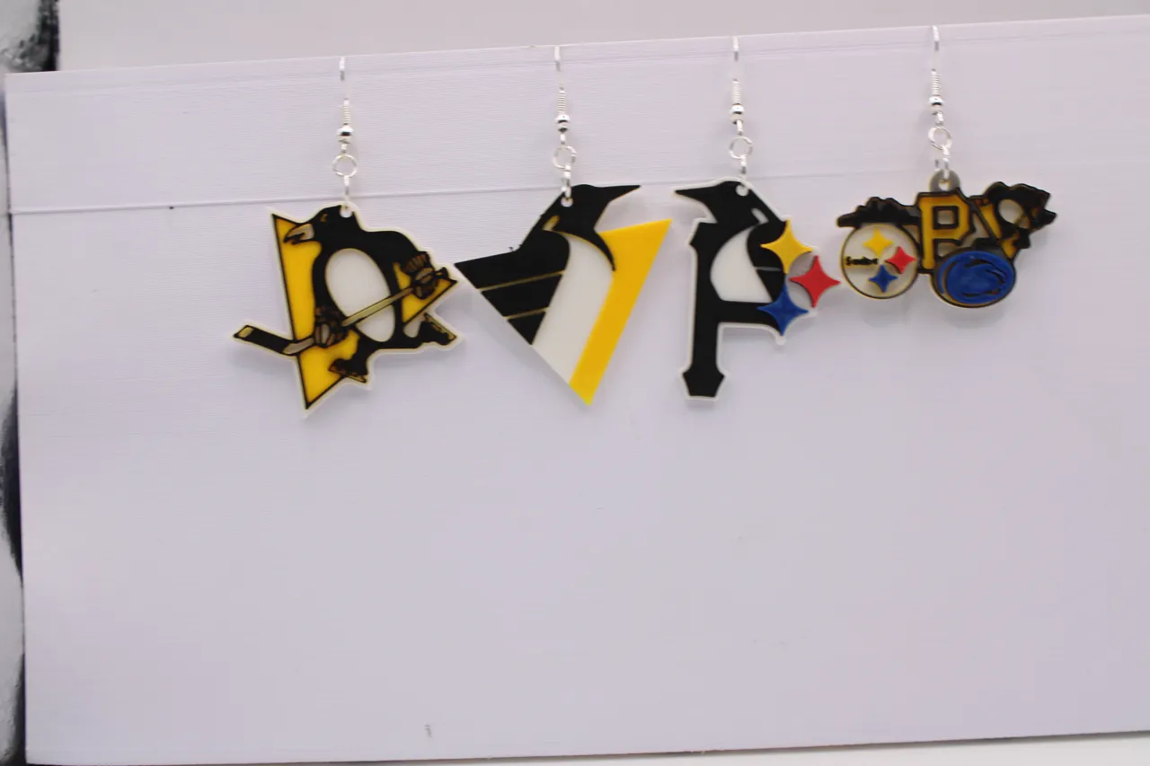 Pittsburg Penguin Earrings view 3
