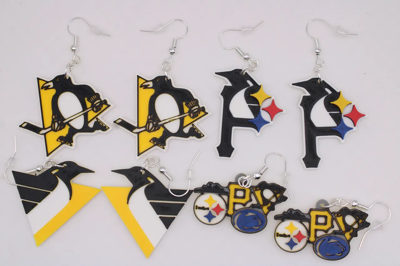 Pittsburg Penguin Earrings view 2