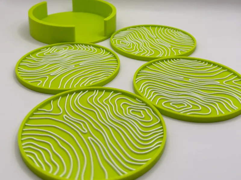 Topographic Coasters with Holder