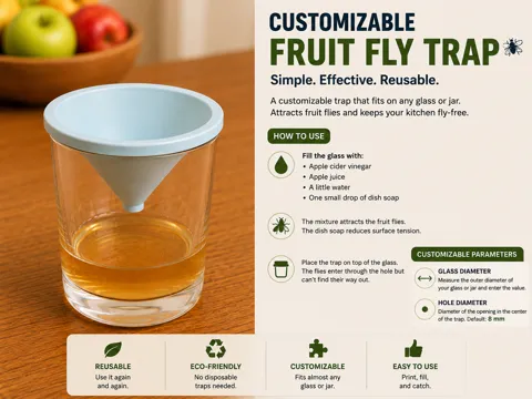 Caja o estuche: Fly-trap - Fruchtfliegenfalle - parametric — referencia de MakerWorld