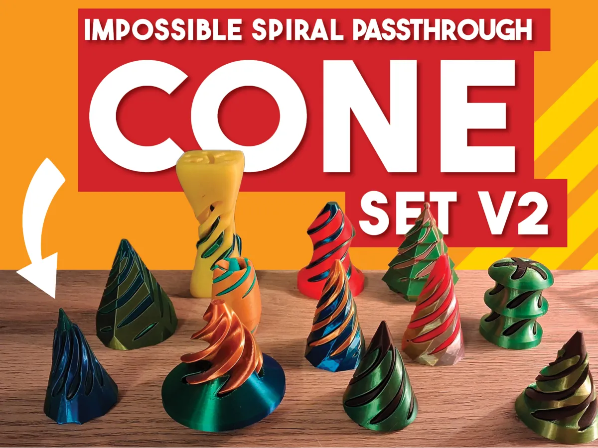 Spiral Passthrough Fidget Vortex SET v2 - Free 3D Print Model - MakerWorld