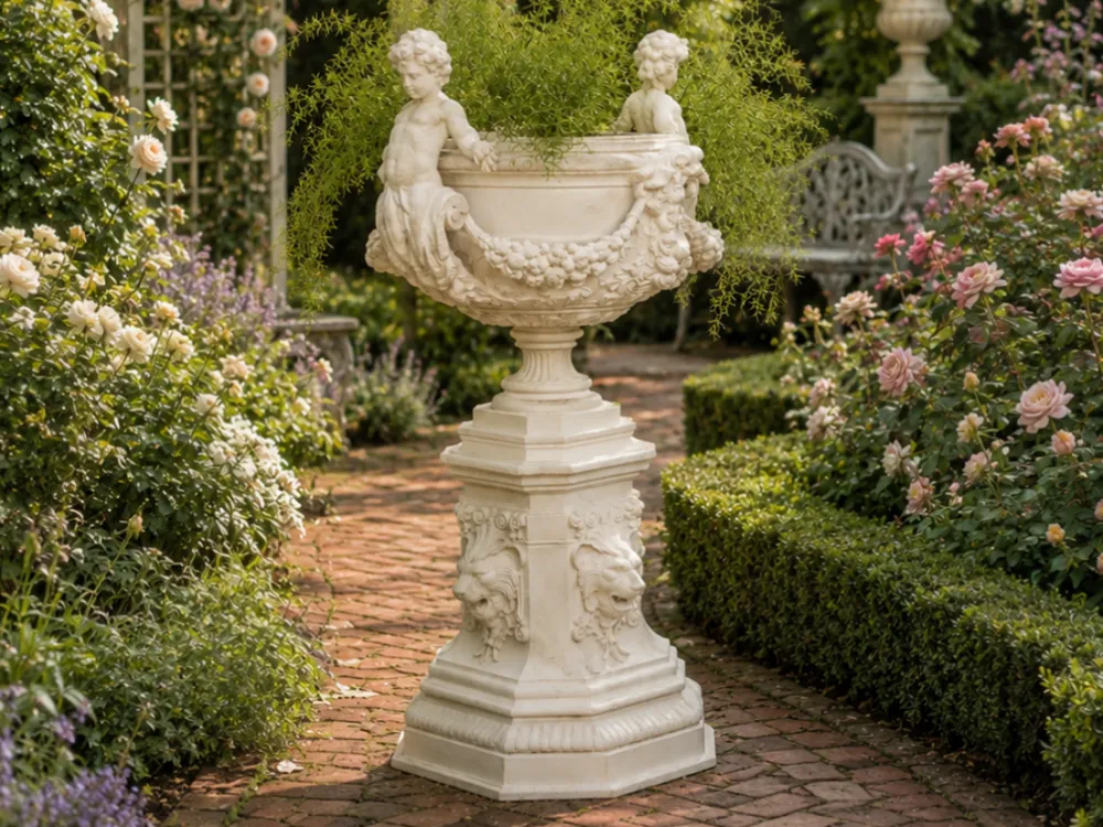 Maceta decorativa: Neoclassical Planter with Pedestal. Referencia del modelo original.