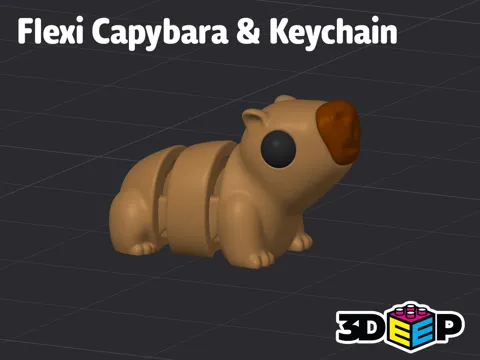 Flexi Capybara & Keychain - No Supports view 2