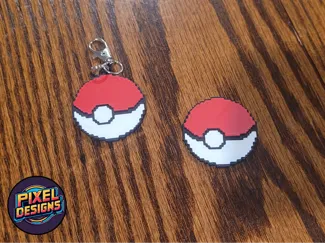 Pokeball Pixel Art with Keychain - No AMS Needed