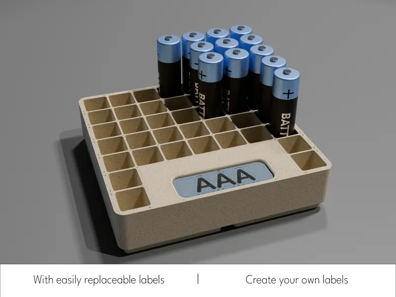Gridfinity AAA Battery Storage 2x2x3 with Label