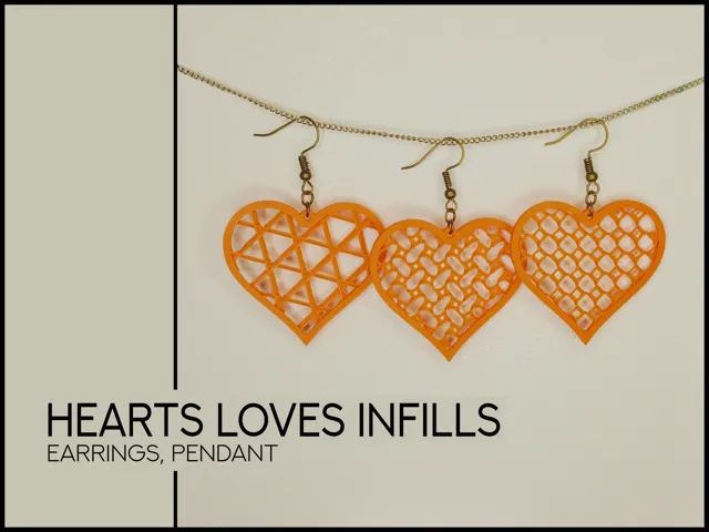 hearts loves infills - earrings, pendant