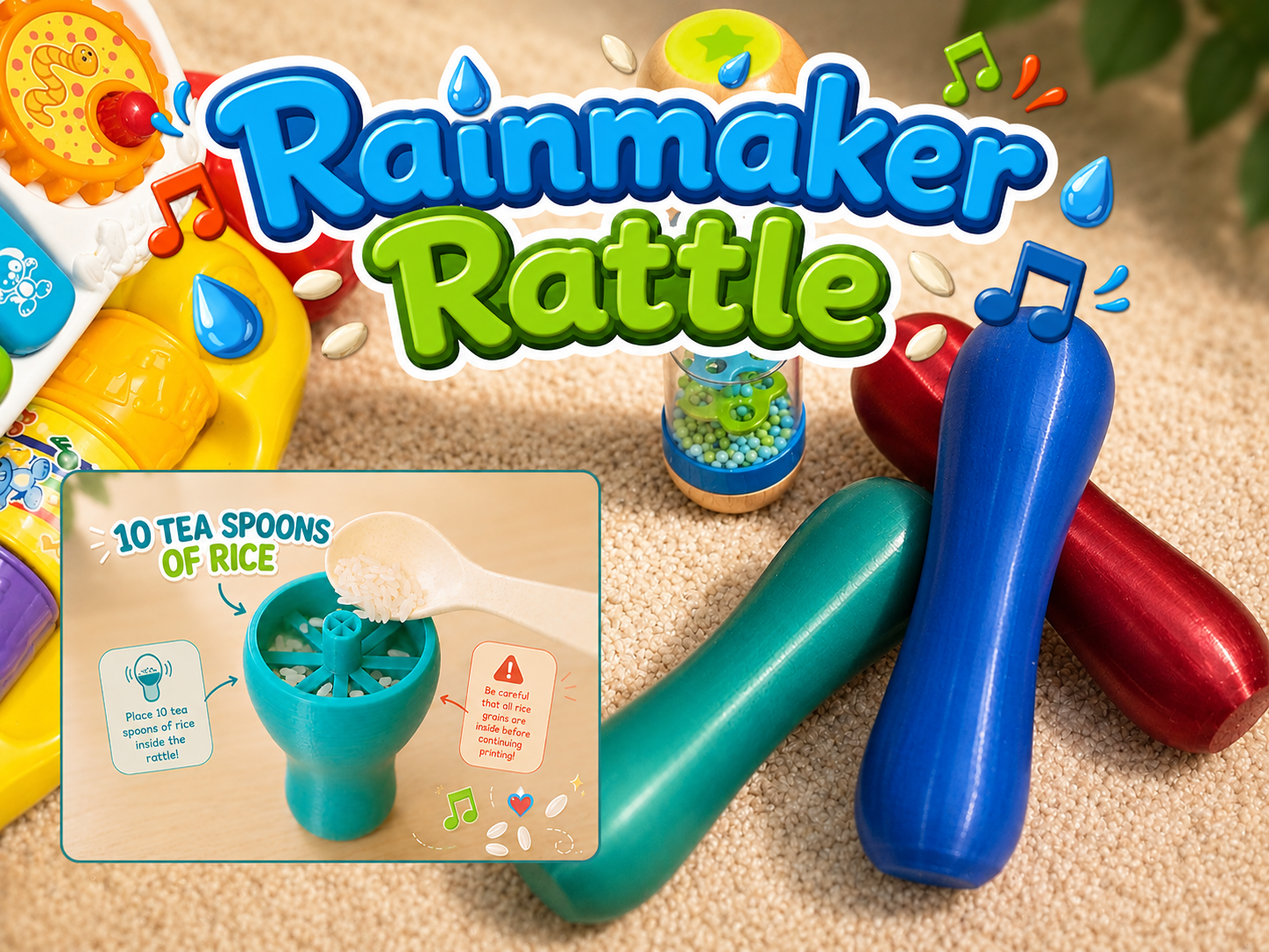 Mini Rainmaker/Rainstick Sensory Sound Toy 