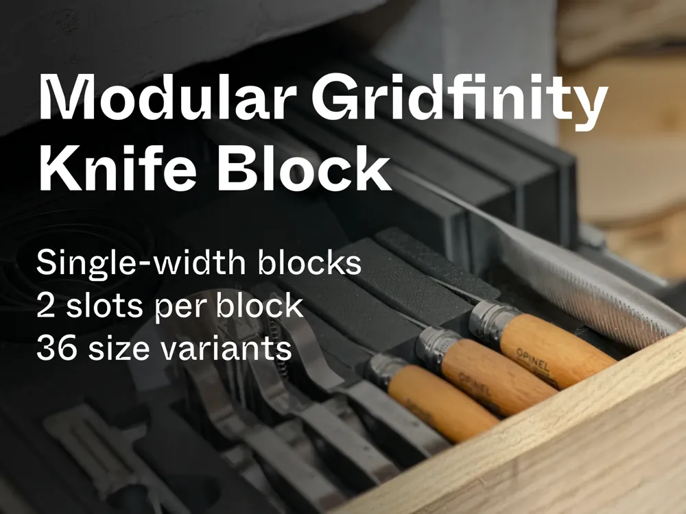Kitchen Gridfinity: Modular Knife Block (2 slots) - Free 3D Print