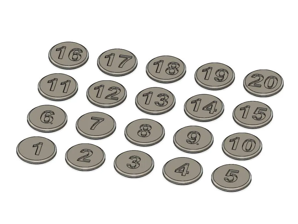 Numeric Token 1 - 20 - Free 3D Print Model - MakerWorld
