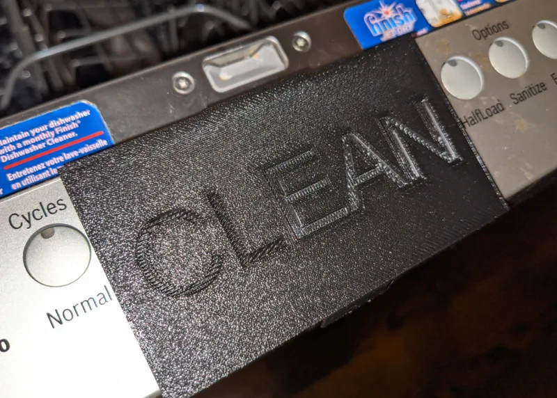 Clean Dishes Reminder for Bosch Dishwasher (Parameterized, customizable via OpenSCAD)