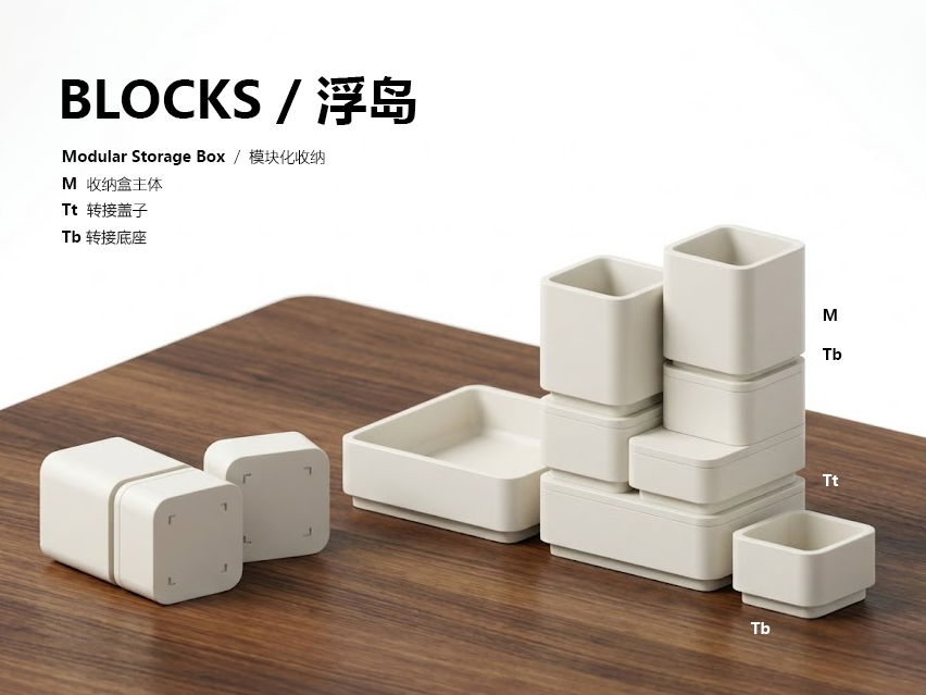 Miniatura 1 do modelo 3D 【模块化收纳】BLOCKS / 浮岛 模块化桌面收纳盒