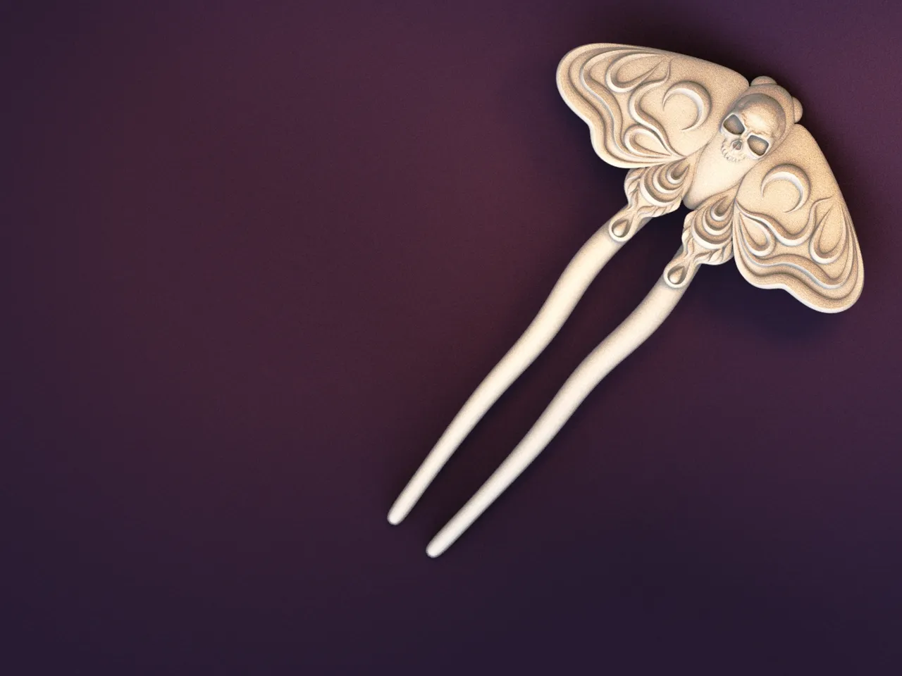 Death Head Moth - Twist Hairpin view 3