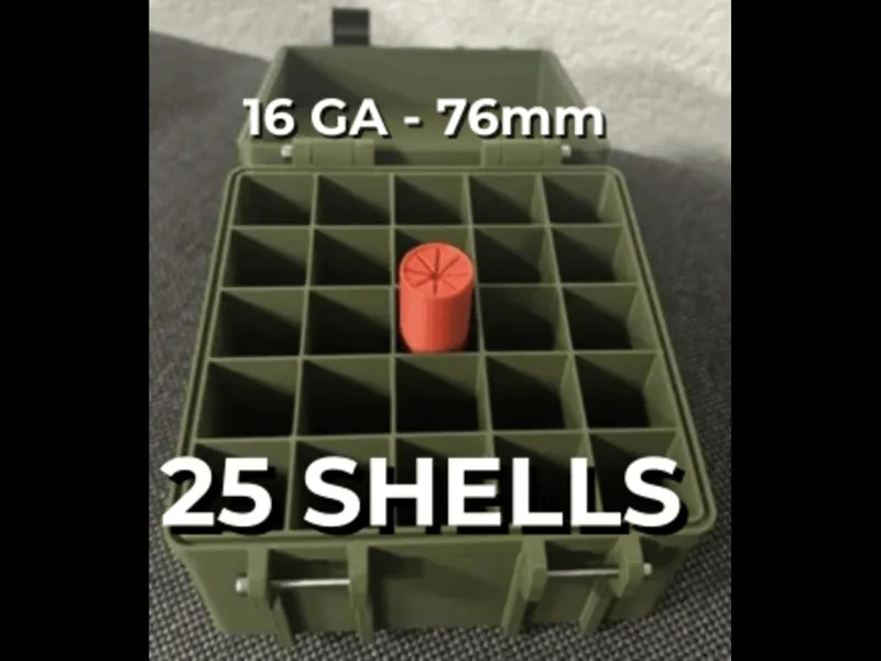 16GA 76mm (3") Ammo Box – 25 Shell Storage