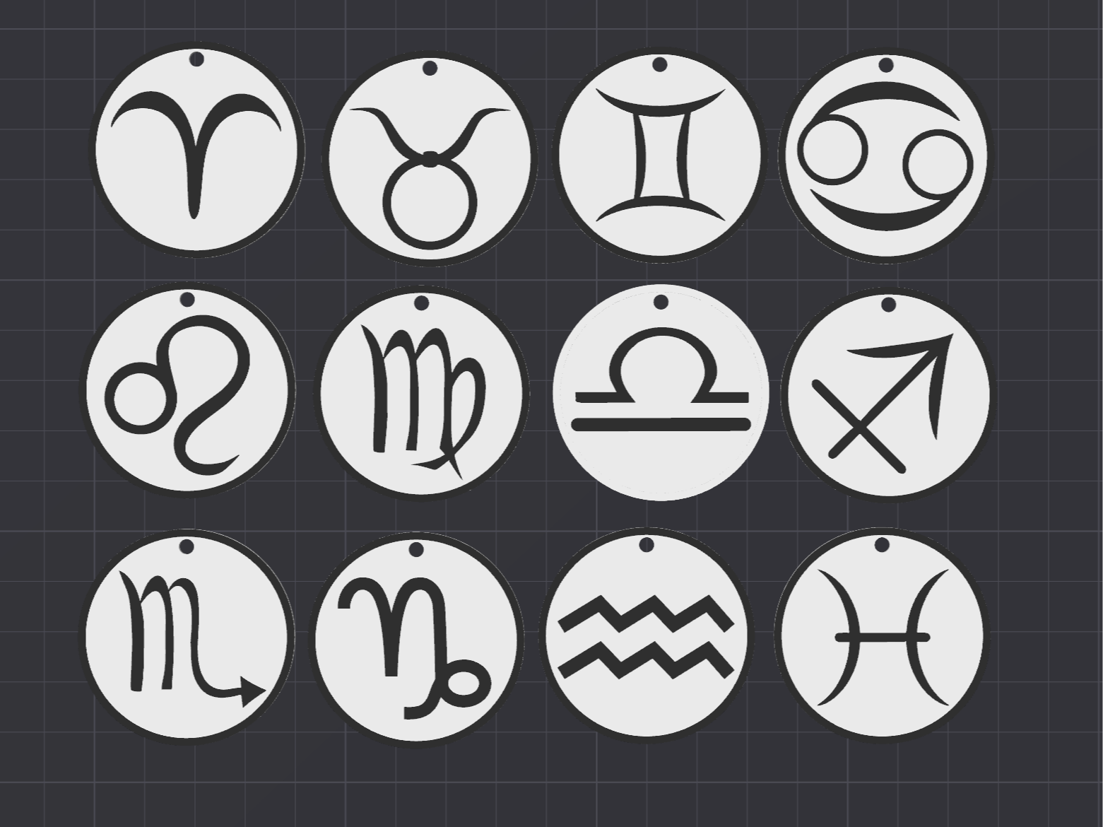 Set Portachiavi Zodiaco - Design Minimalista