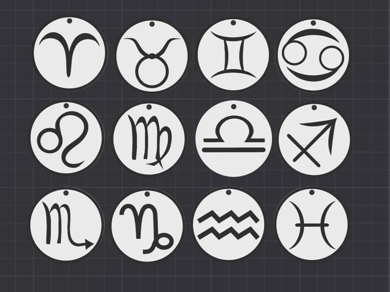 Set Portachiavi Zodiaco - Design Minimalista