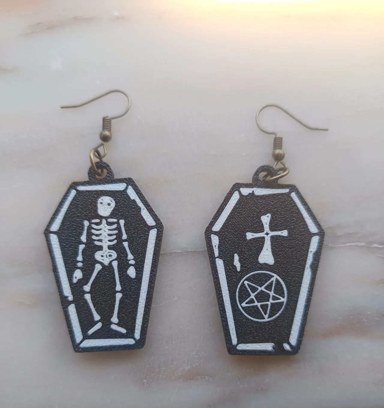 Multicolor Coffin Halloween Earrings view 2