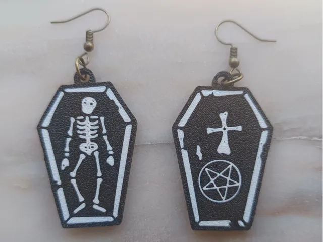 Multicolor Coffin Halloween Earrings