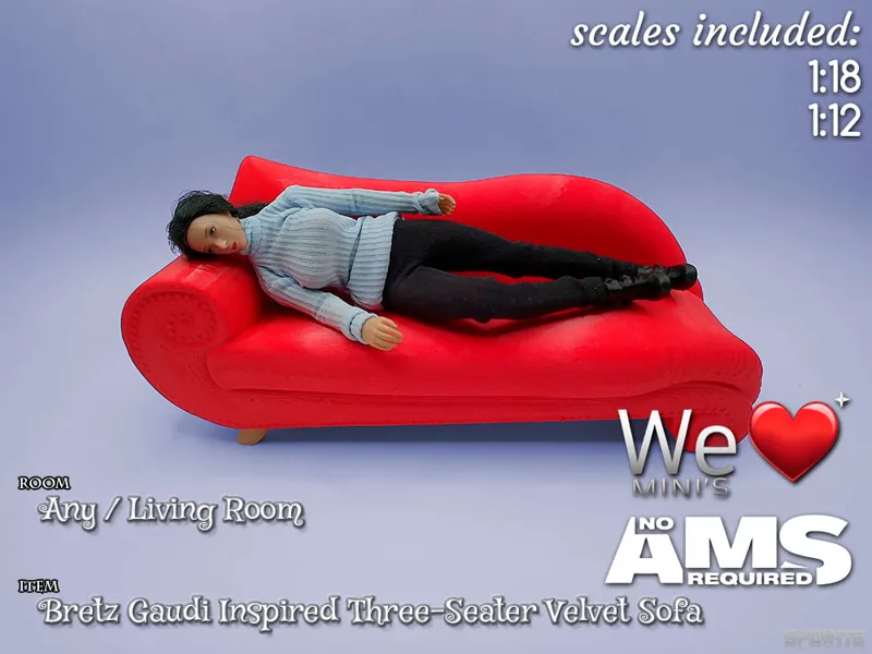 WLM - Bretz Gaudi Inspired ThreeSeater Velvet Sofa