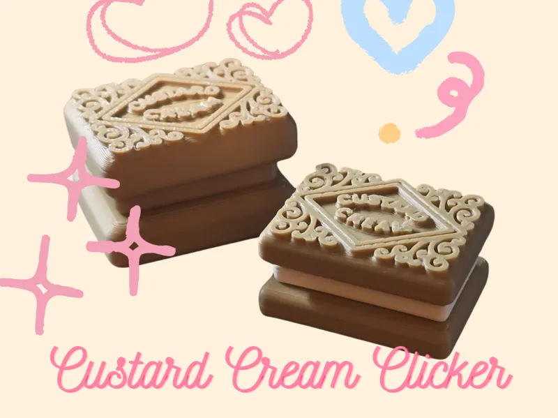 Custard Cream Clicker Keychain