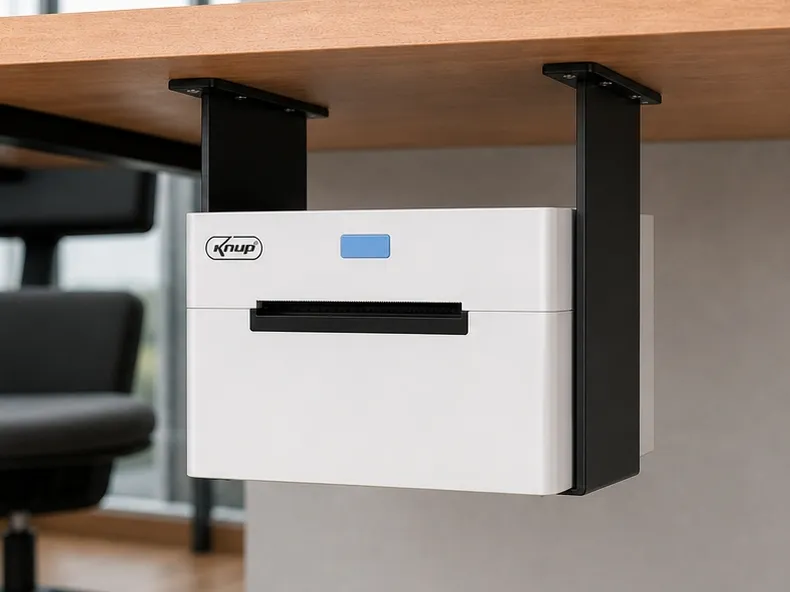 Under desk thermal printer support