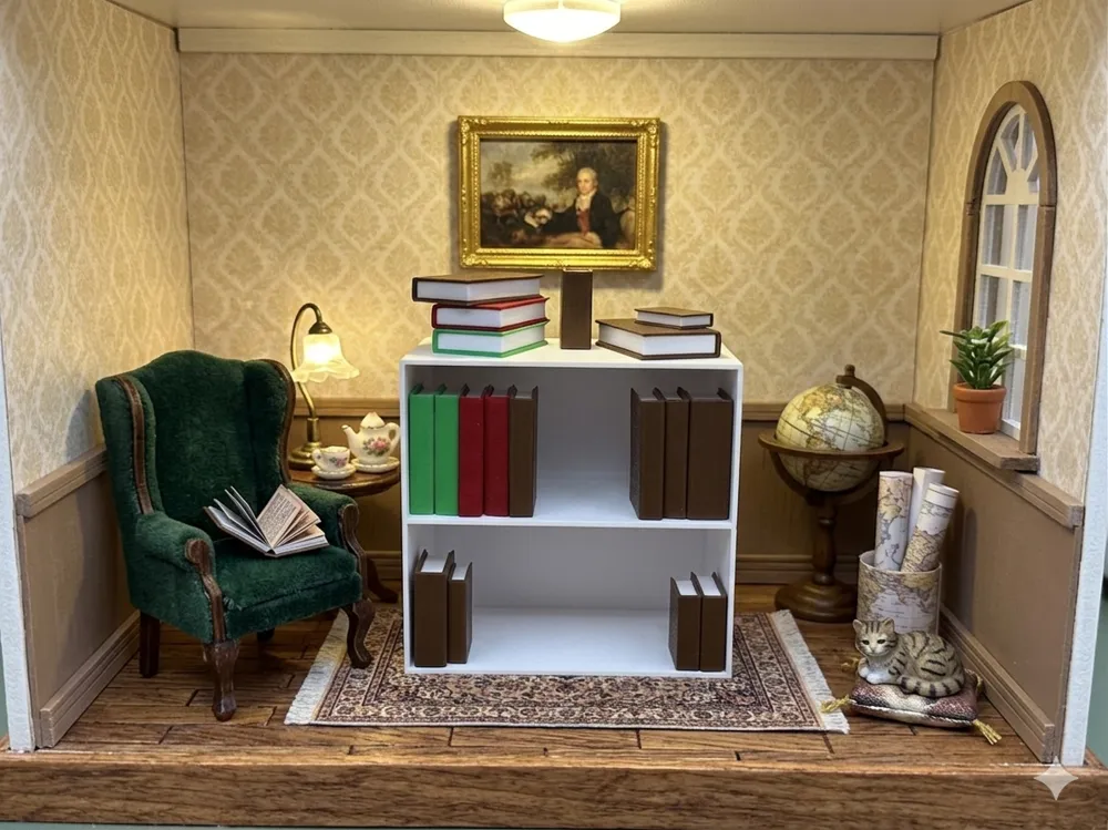 Mini Books+Tiny Library Miniature Bookcase - Free 3D Print Model ...