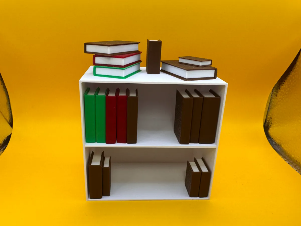 Mini Books+Tiny Library Miniature Bookcase - Free 3D Print Model ...