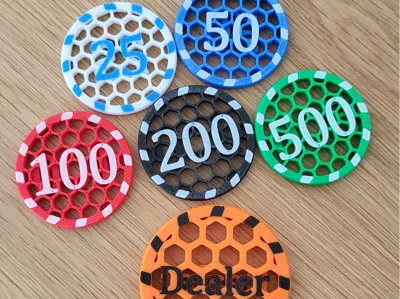 Poker Chips and Dealer Button with Honeycomb Structure 