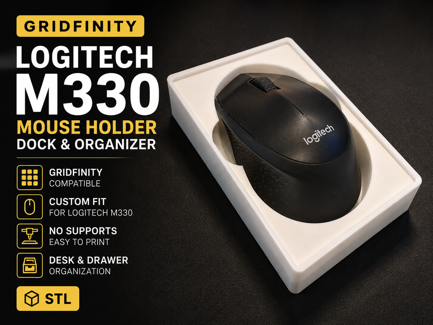 Gridfinity Logitech M330 Mouse Holder