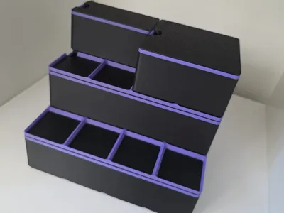 Stackable gridfinity bins with lids