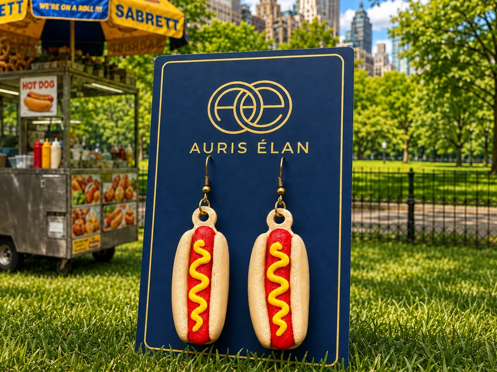 Pendientes: NYC Hot Dog Glizzy Earrings. Referencia del modelo original.
