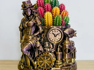 Cache-pot Steampunk (plantes artificielles)