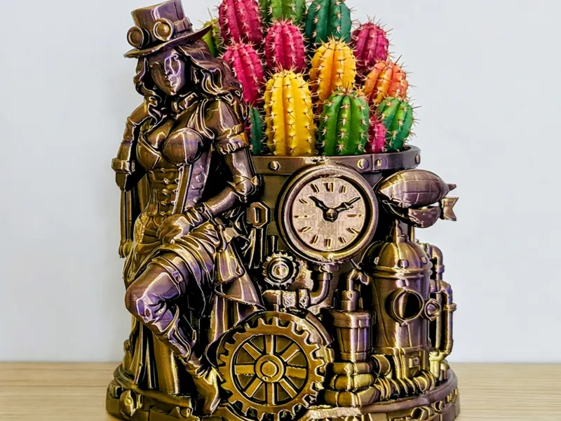 Cache-pot Steampunk (plantes artificielles)