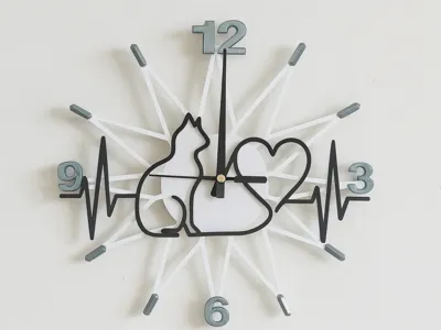 Wasll Clock Cat Heart