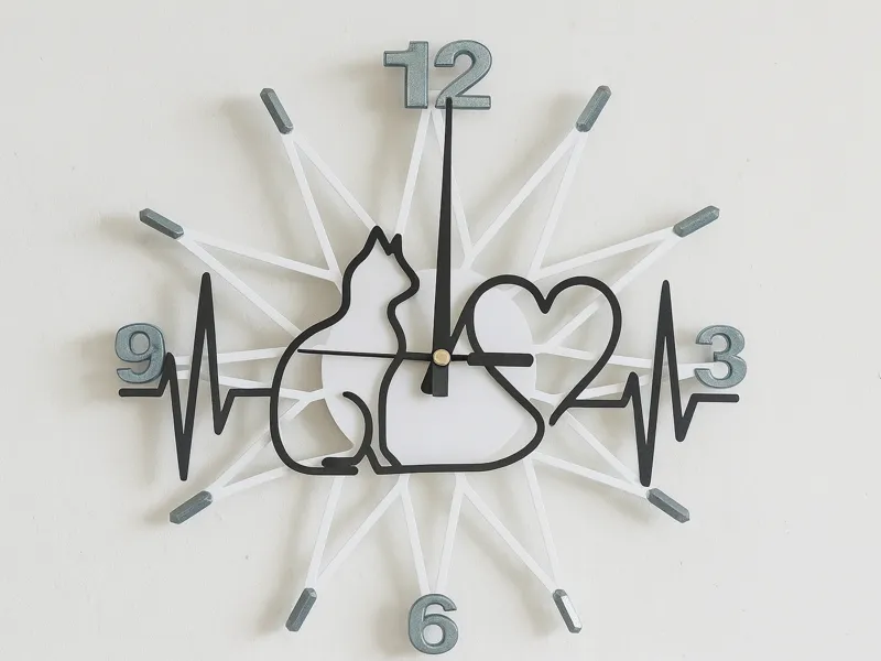 Wasll Clock Cat Heart
