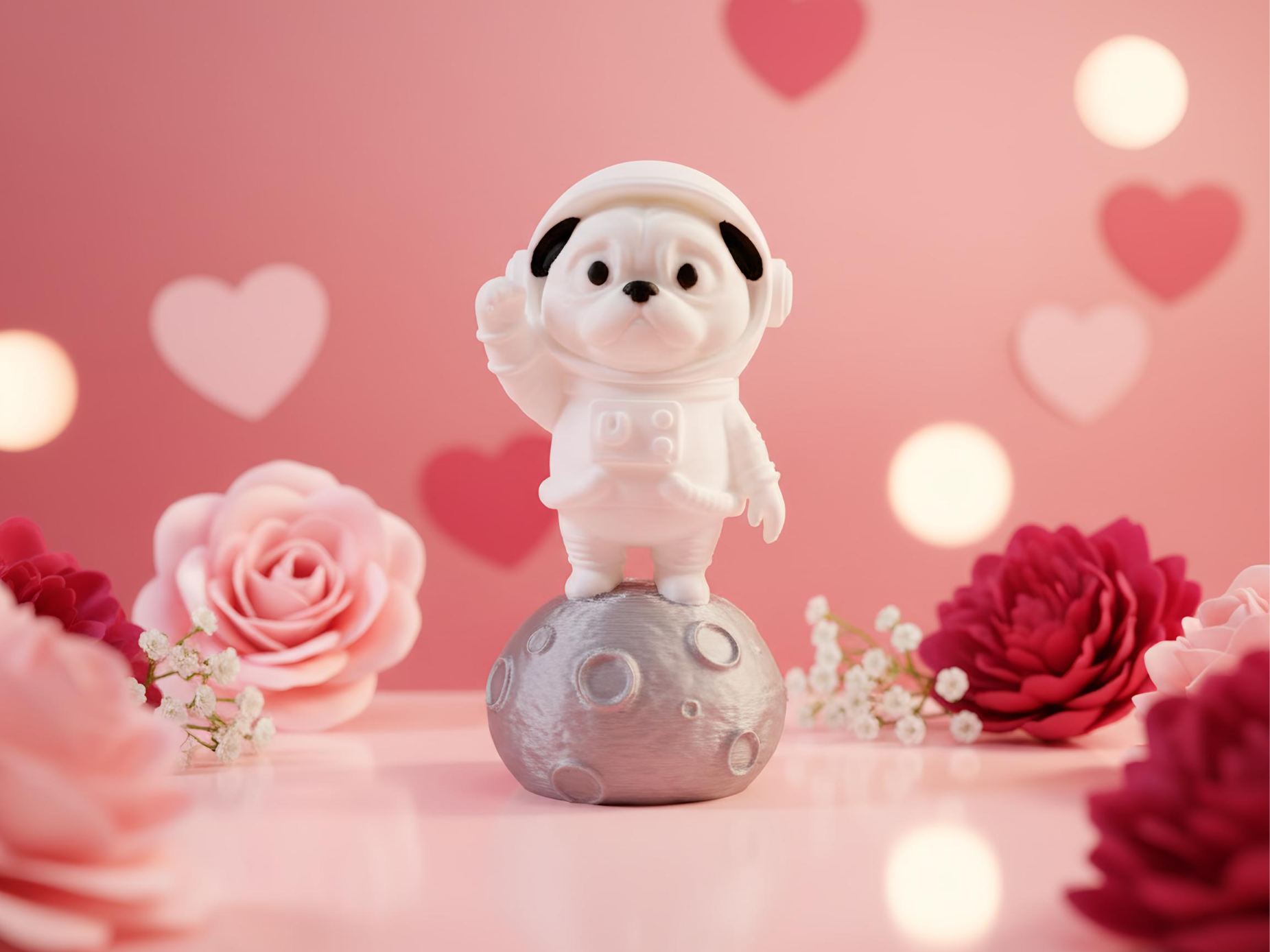 Puppy Astronaut Moon Figure