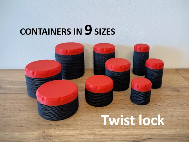 Containers with Twist Lock in 9 sizes