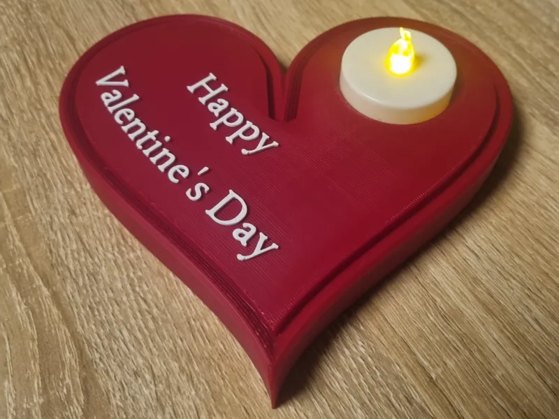 Happy Valentine's Herz mit LED Teelicht
