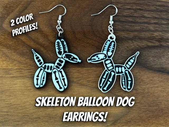 Balloon Dog Skeleton Halloween Earrings | No AMS