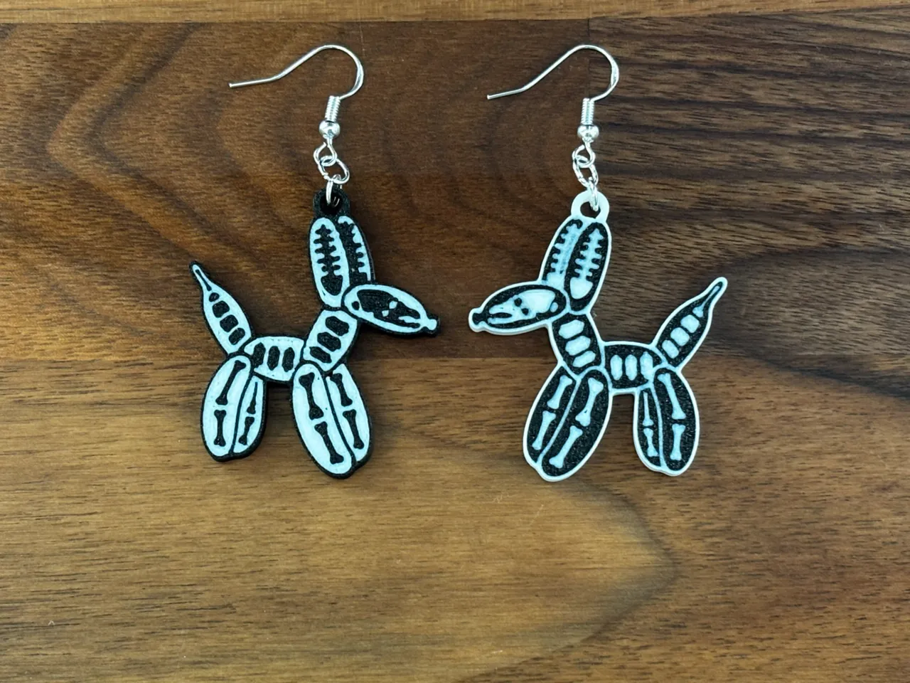 Balloon Dog Skeleton Halloween Earrings | No AMS view 2