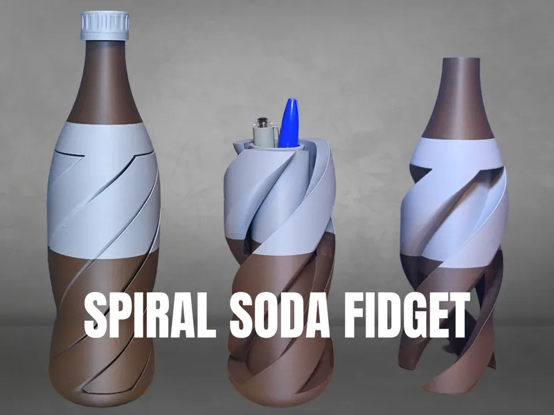Spiral soda bottle fidget with storage