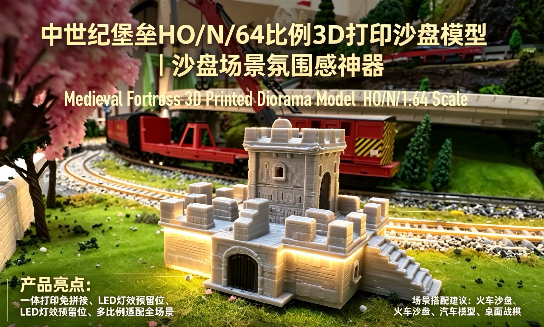 Miniatura 3 do modelo 3D 中世纪堡垒 HO/N/64 比例 3D 打印沙盘模型 | 沙盘场景