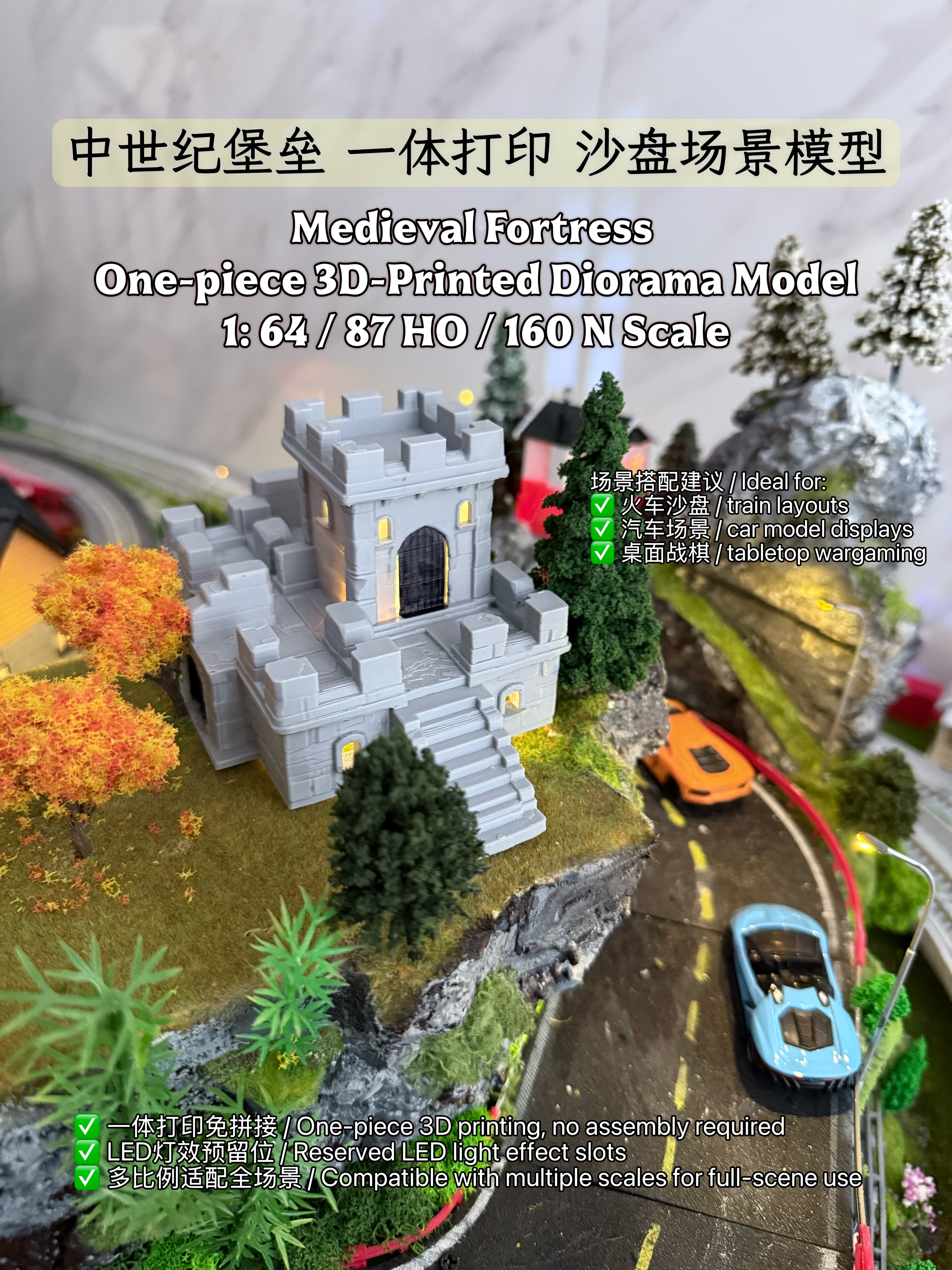Miniatura 2 do modelo 3D 中世纪堡垒 HO/N/64 比例 3D 打印沙盘模型 | 沙盘场景