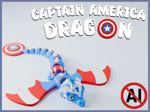 Objeto manipulable: Captain America Dragon - Fidget Toy — referencia de MakerWorld